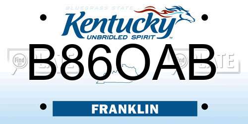 B86OAB Kentucky License Plate