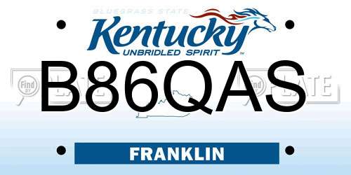 B86QAS Kentucky License Plate