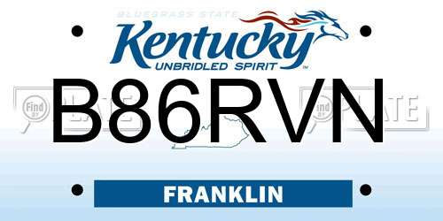 B86RVN Kentucky License Plate