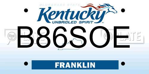 B86SOE Kentucky License Plate