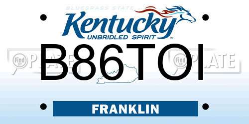 B86TOI Kentucky License Plate