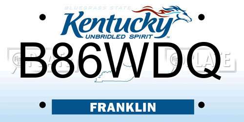 B86WDQ Kentucky License Plate