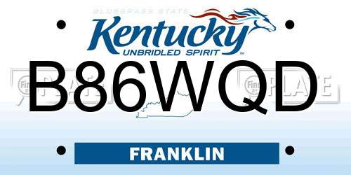 B86WQD Kentucky License Plate