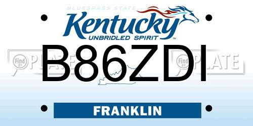 B86ZDI Kentucky License Plate