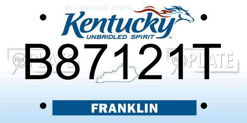 B87121T Kentucky License Plate
