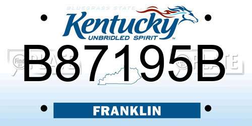 B87195B Kentucky License Plate