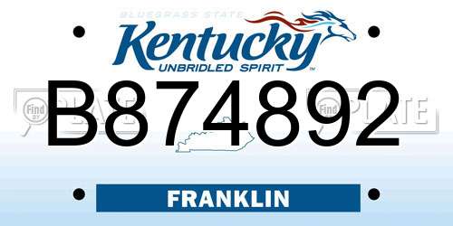 B874892 Kentucky License Plate
