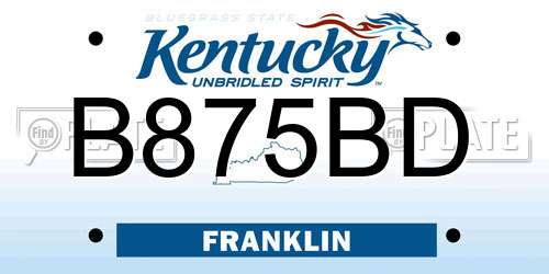 B875BD Kentucky License Plate