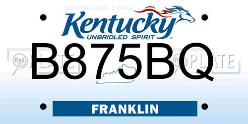 B875BQ Kentucky License Plate