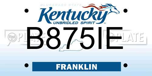 B875IE Kentucky License Plate