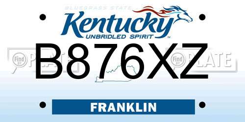 B876XZ Kentucky License Plate