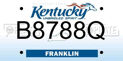 B8788Q Kentucky License Plate