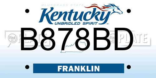 B878BD Kentucky License Plate