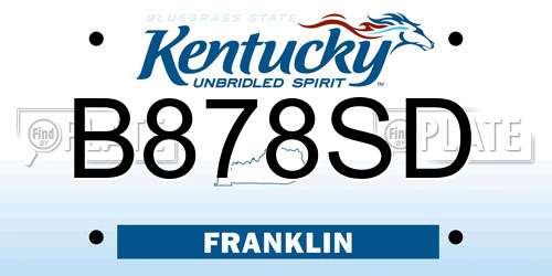 B878SD Kentucky License Plate