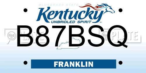 B87BSQ Kentucky License Plate