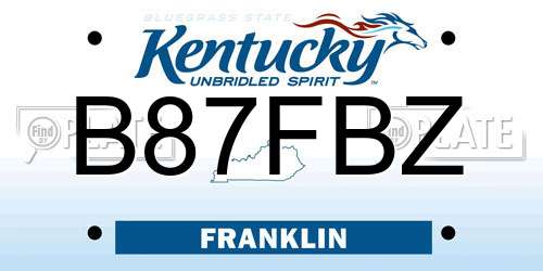 B87FBZ Kentucky License Plate