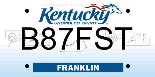 B87FST Kentucky License Plate