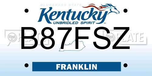 B87FSZ Kentucky License Plate