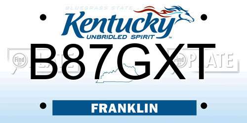 B87GXT Kentucky License Plate
