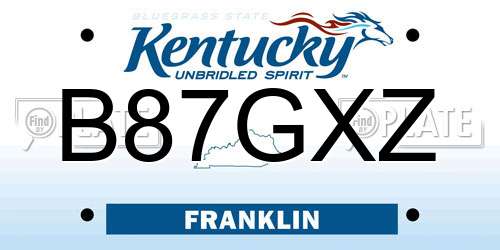 B87GXZ Kentucky License Plate