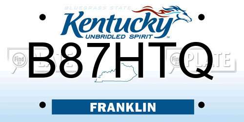 B87HTQ Kentucky License Plate