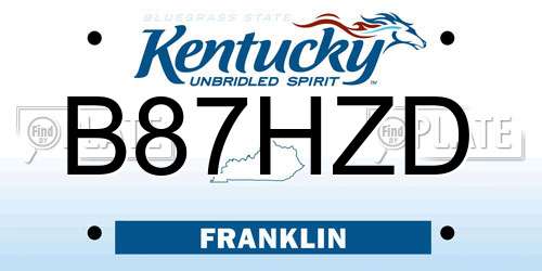 B87HZD Kentucky License Plate