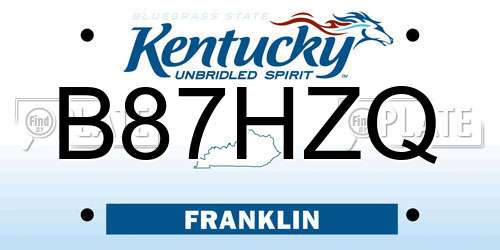 B87HZQ Kentucky License Plate