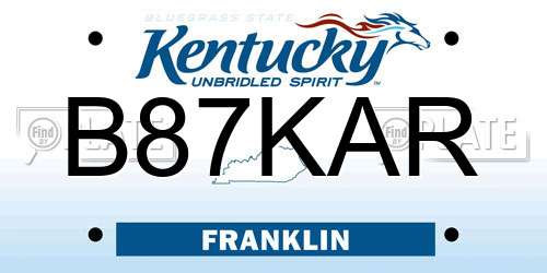 B87KAR Kentucky License Plate