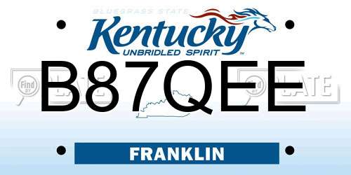 B87QEE Kentucky License Plate