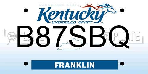 B87SBQ Kentucky License Plate