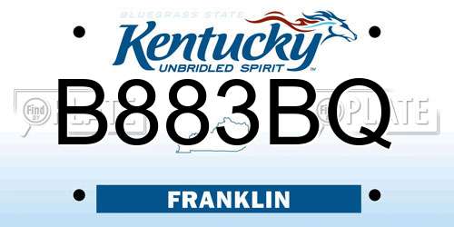 B883BQ Kentucky License Plate