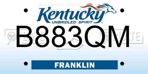 B883QM Kentucky License Plate