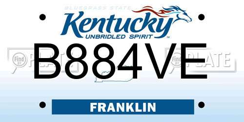 B884VE Kentucky License Plate