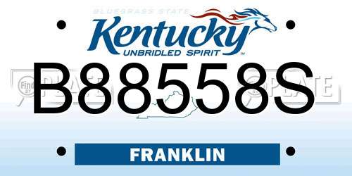 B88558S Kentucky License Plate