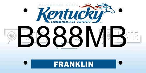 B888MB Kentucky License Plate