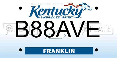 B88AVE Kentucky License Plate