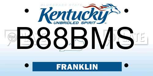 B88BMS Kentucky License Plate