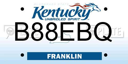 B88EBQ Kentucky License Plate