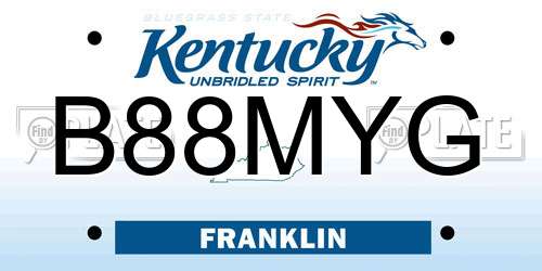B88MYG Kentucky License Plate