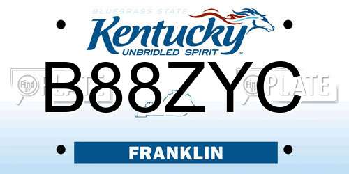 B88ZYC Kentucky License Plate