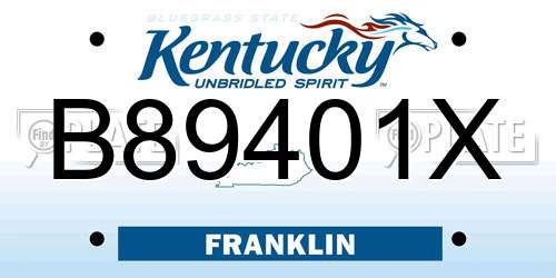 B89401X Kentucky License Plate