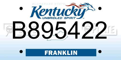 B895422 Kentucky License Plate