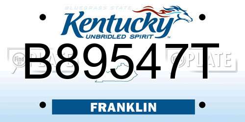B89547T Kentucky License Plate
