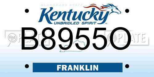 B8955O Kentucky License Plate