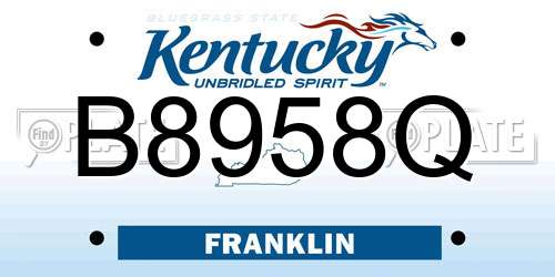 B8958Q Kentucky License Plate