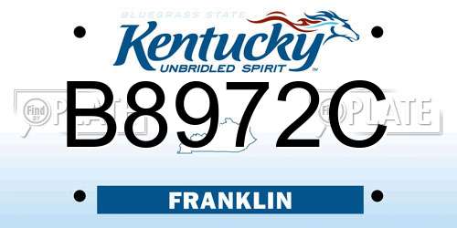 B8972C Kentucky License Plate