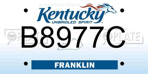 B8977C Kentucky License Plate