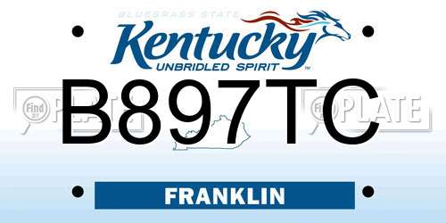 B897TC Kentucky License Plate