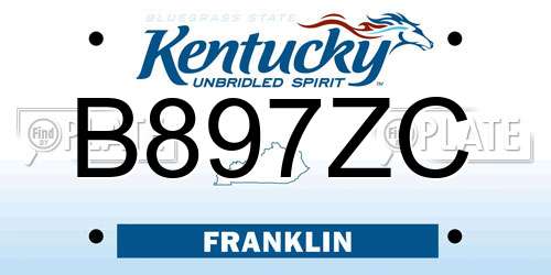 B897ZC Kentucky License Plate