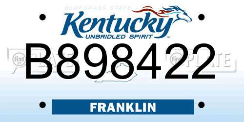 B898422 Kentucky License Plate